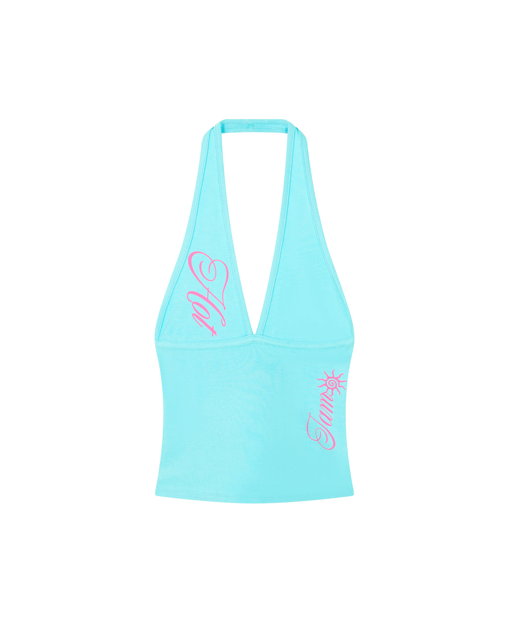 I AM HOT HALTER AQUA BLUE TANK TOP