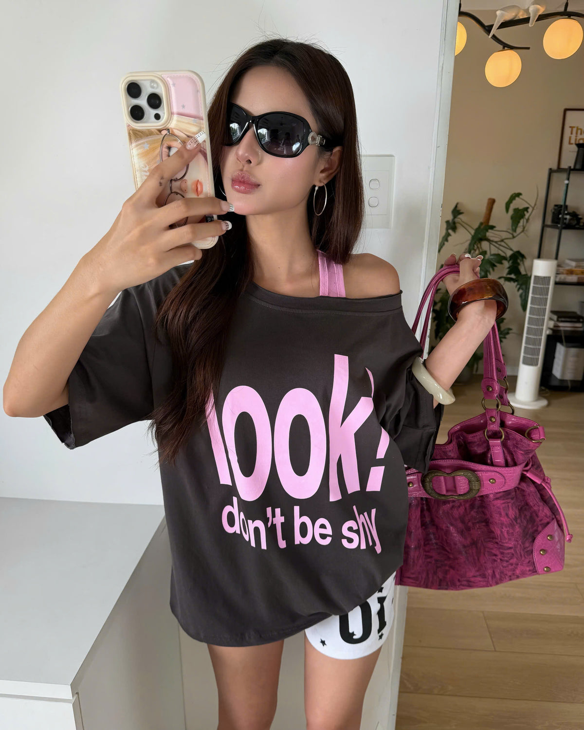DON'T BE SHY TEE CHARCOAL