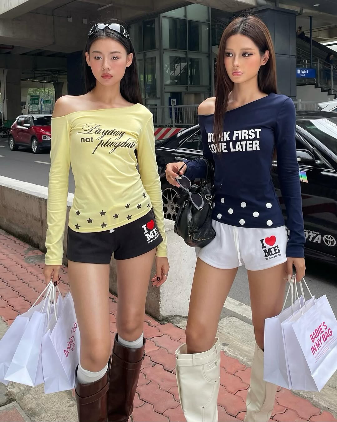 PAYDAY OFF SHOULDER LONG SLEEVE TEE