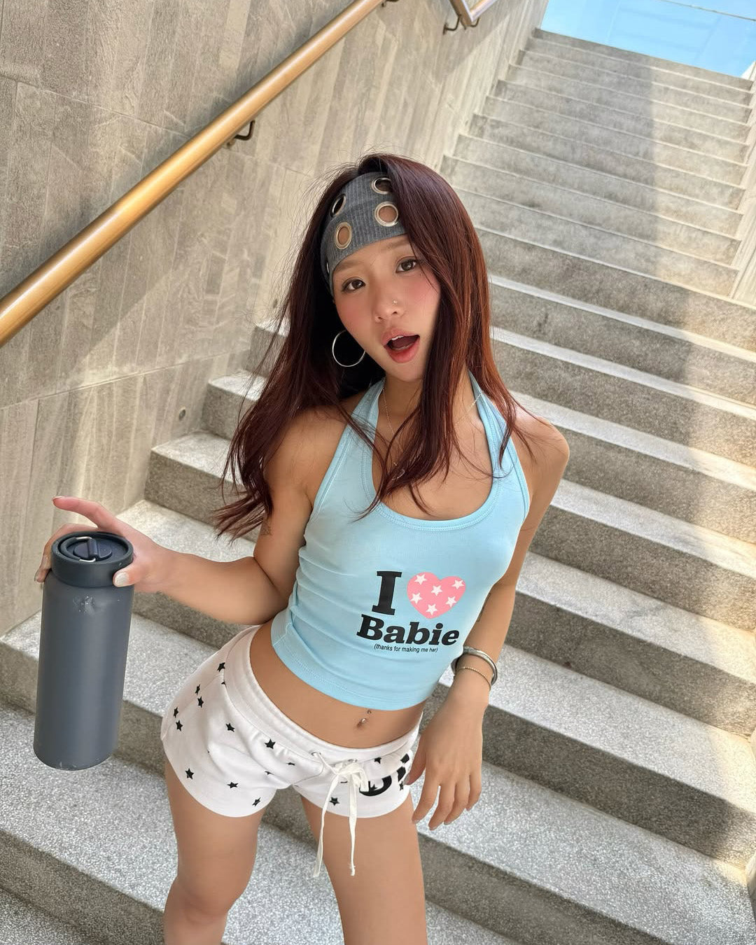 HEART HALTER TOP SKYBLUE