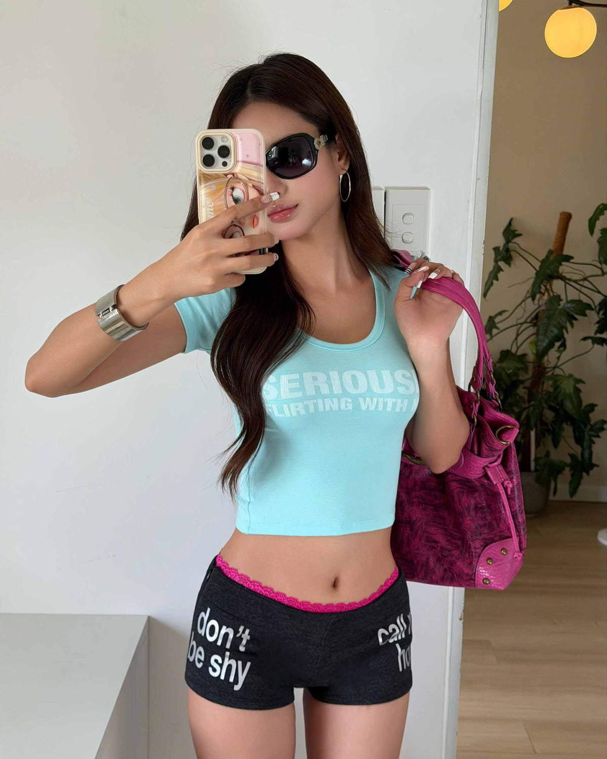 SERIOUSLY OVAL NECK BABIE TEE AQUA BLUE