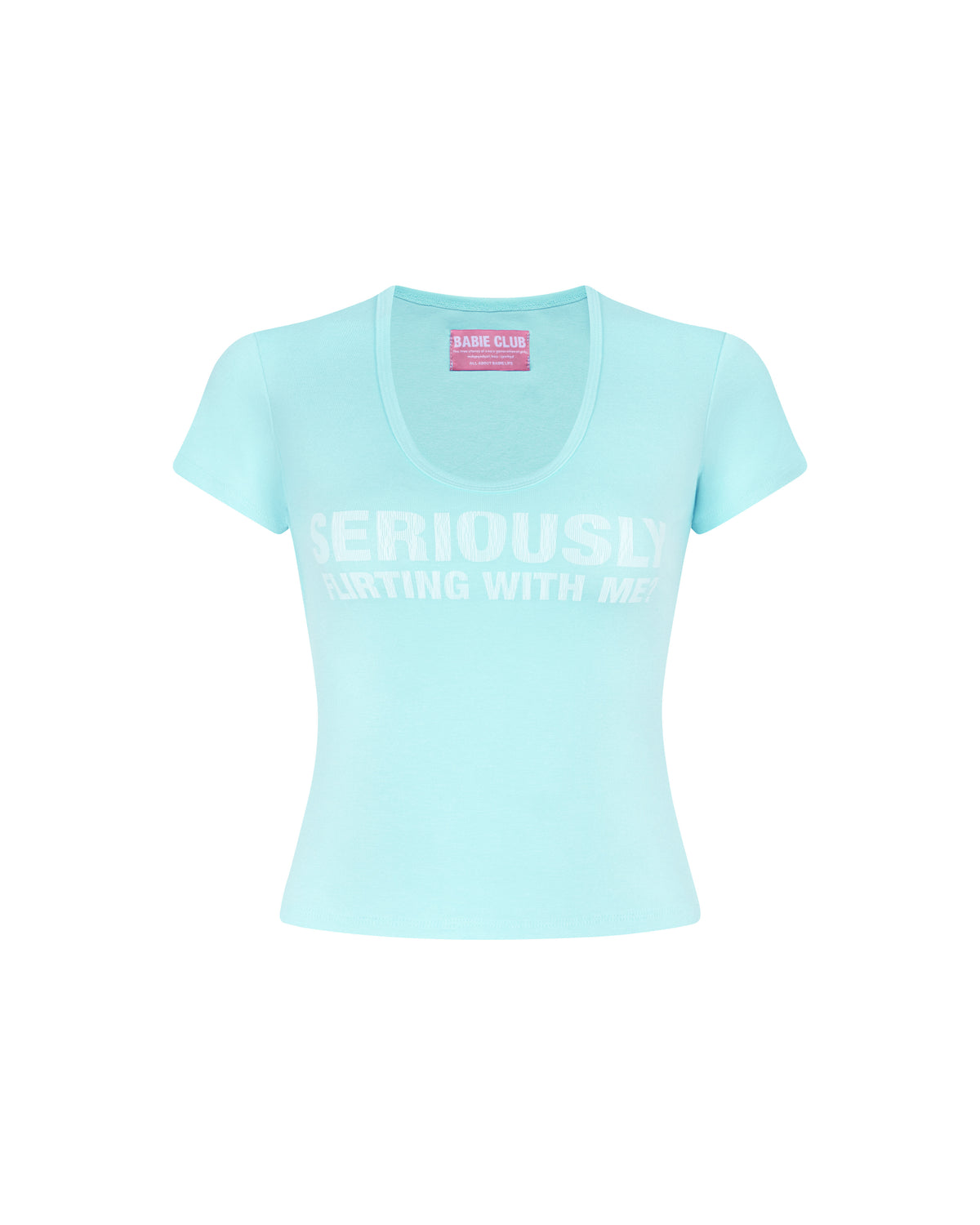 SERIOUSLY OVAL NECK BABIE TEE AQUA BLUE