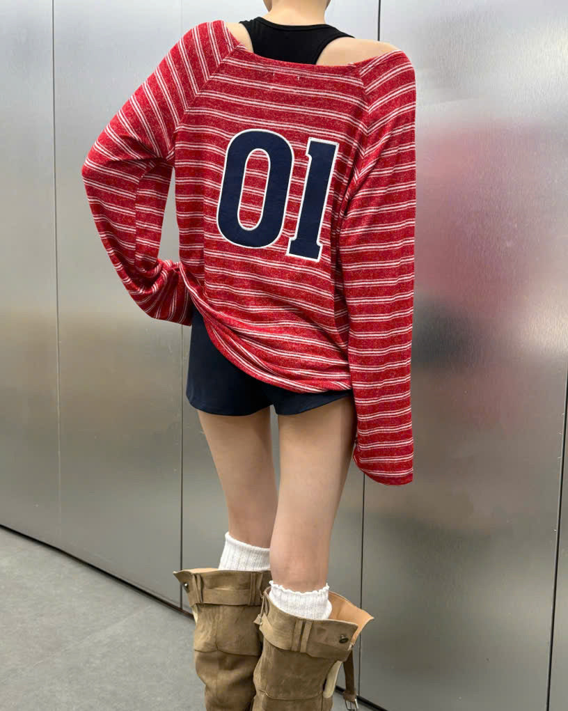 LOGO STRIPE LONG SLEEVE TEE